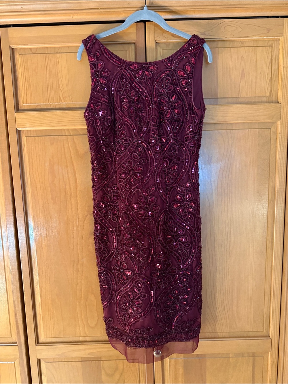 SD Collection Beaded Wine Dress